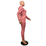 Solid Color Zipper Hoodie Skinny Pants Two Pieces Set KDN-1131