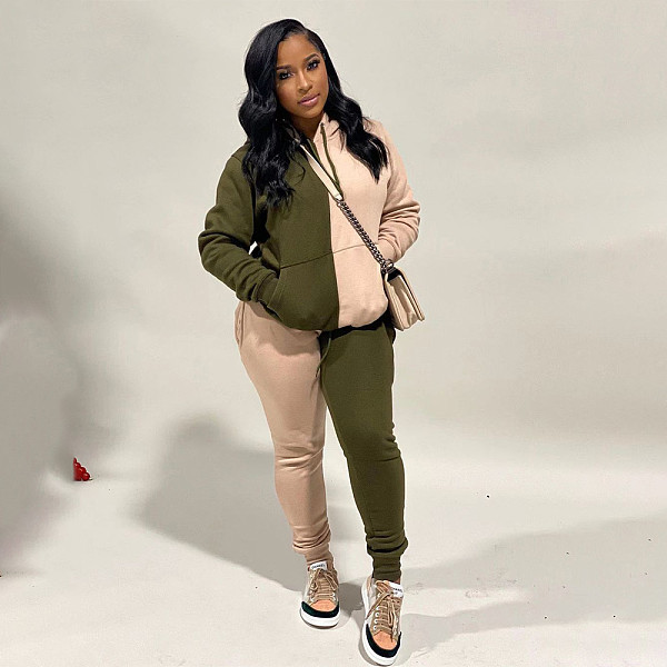 Rose-Secret | Wholesale Online Women's Matching Color Hoodie Sweatpants Two-piece Set WA-7134