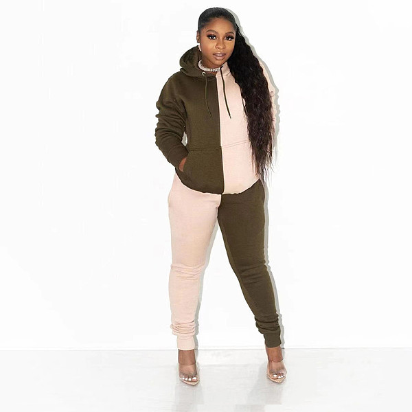 Rose-Secret | Wholesale Online Women's Matching Color Hoodie Sweatpants Two-piece Set WA-7134