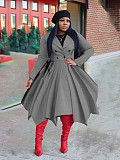 Fashion Solid Color Double-breasted Long Sleeve Trench Coat OMF-2500