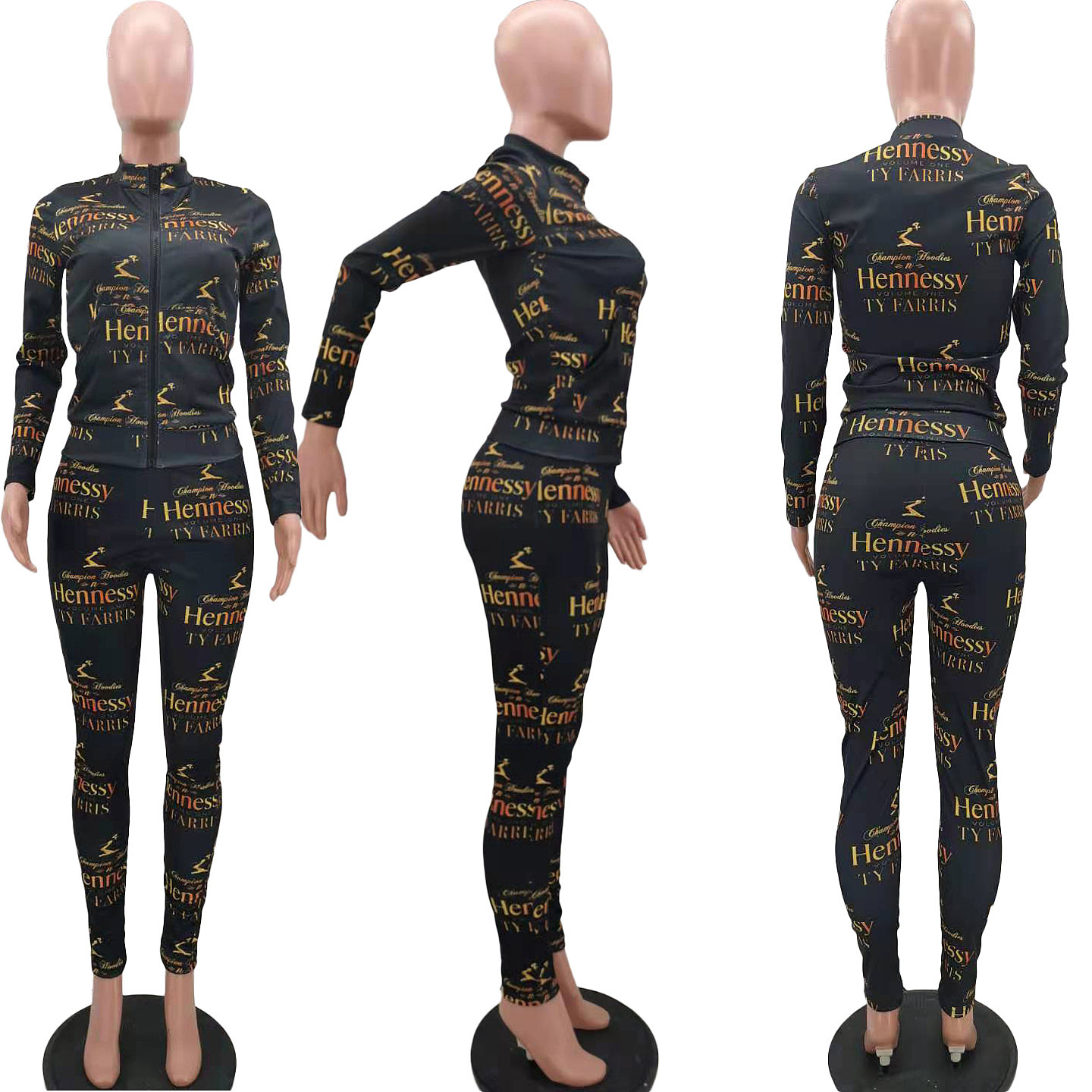 US$ 9.10 - Letter Print Long Sleeve Zip Top Jogger Pants 2pcs Outfits TK-6145 - www.rose-secret.com