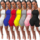 Ribbed Knitted Sexy Sleeveless Solid High Waist Bodycon Romper NIK-217