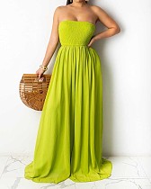 Solid Color Strapless High Elastic Loose Wide Leg Jumpsuits TB-5256