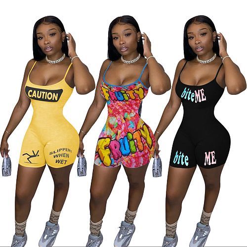 Summer Pattern Print Sleeveless High Waist Bodycon Romper YLY-190
