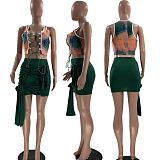 Women's Printed Sleeveless Bandage Vest Mini Skirt 2 Pieces MOF-6612