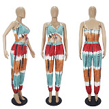 Sexy Womens Halter Printed Crop Top Long Pants 2 Piece Suits SHD-9512
