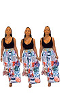Women Casual High Waist Loose-Fitting Print Wide Leg Pants SD-3109