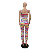 2021 Summer New Women Print Sportswear Sleeveless Vest Crop Top Skinny Legging Pants 2pcs Yoga Set XT-8867