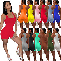 Summer 2021 Sexy Solid Color Knitted Sleeveless Mid Waist Bodycon Womens Fitness Vest Romper NIK-240