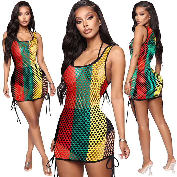 striped see through dress