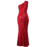 Sleeveless Hollow Out Sequins Evening Maxi Dresses ME-942