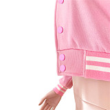 Letter Embroidery Single Breasted Striped Baseball Jacket