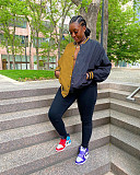 Contrast Color Patchwork Single Breasted Baseball Jacket