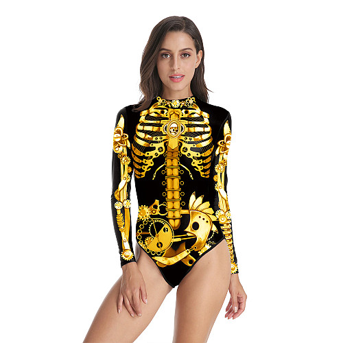 Skeleton Scary Halloween Long Sleeve Bodysuit