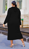 Plus Size Solid Color Hooded Loose Fit Dress