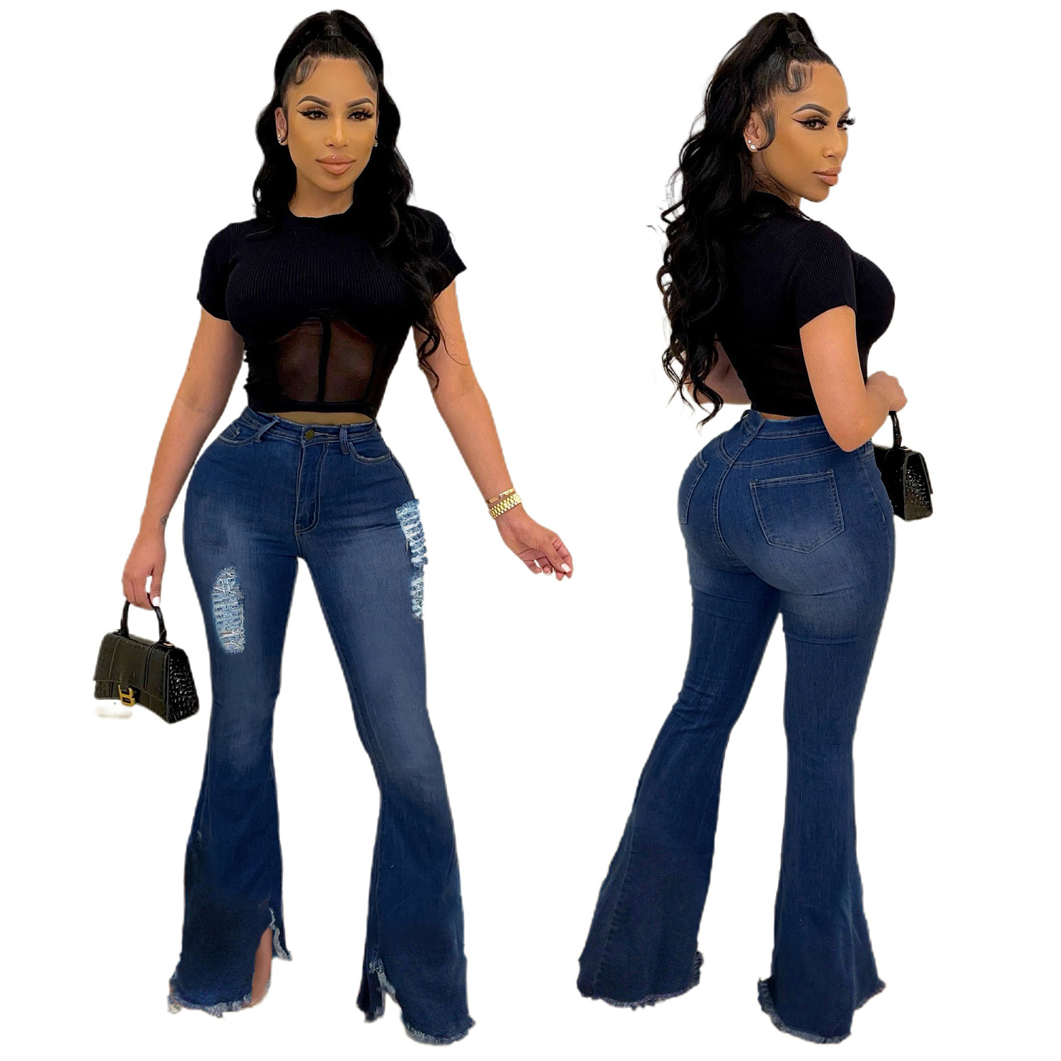 ripped flared jeans