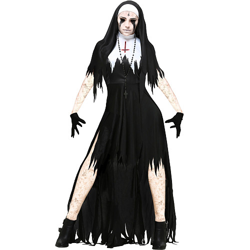 Halloween Nun Cosplay Black Vampire Dress MRP-4551