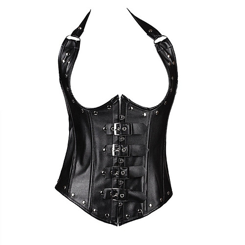Faux Leather Studded Gothic Court Corset ONY-508