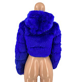 Faux Fur Zipper Hooded Plush Jacket Coat XUH-5082