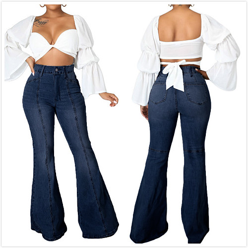 Vintage Denim High Waist Flare Jeans Pants HSF-2528