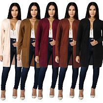 Solid Cardigan Middle Length Loose Knitted Coats FSX-335