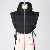 Zip Up Hooded Crop Puffer Vest Jackets ZS-0443