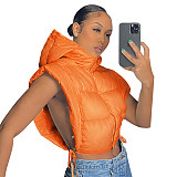 Zip Up Hooded Crop Puffer Vest Jackets ZS-0443