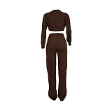 Long Sleeve Crop Top Sporty Pant Running Sweatsuits GY-68525