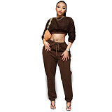 Long Sleeve Crop Top Sporty Pant Running Sweatsuits GY-68525