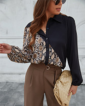 Chic Patchwork Print Single Breasted Shirt Blouse KAIK-2142020