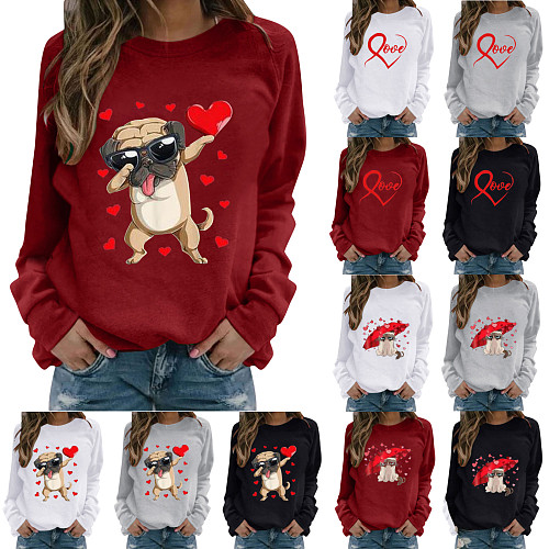 Valentine's Day Printed Loose Long Sleeve T-shirts KLF-950
