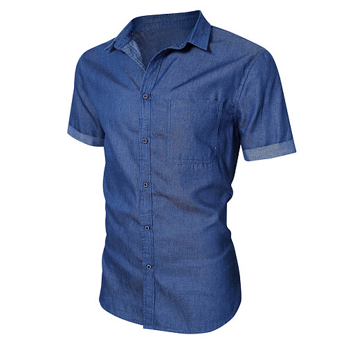 Mens Solid Comfortable Casual Slim Fit Denim Shirt WYMY-180504