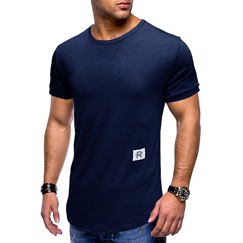 Men Pure Color Short Sleeve Sportswear T-shirt WYMY-211209