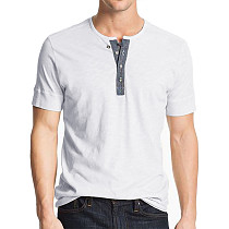 Men High Quality Cotton Henry Collar Basic T Shirt WYMY-2202