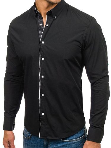 Men Office Casual Long Sleeve Button Business Shirt WYMY-18912