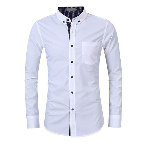 Men Long Sleeve Office Casual Button Social Shirt WYMY-180715