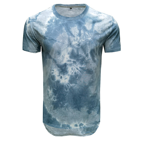 Men Tie Dye Print Short Sleeve Round Neck T-Shirt WYMY-211208
