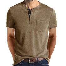 Men Slim Fit Button Design Short Sleeve Tee Shirt WYMY-2201