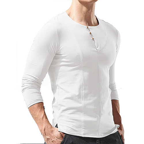 Men Solid Color Long Sleeve Casual T-shirts WYMY-210912