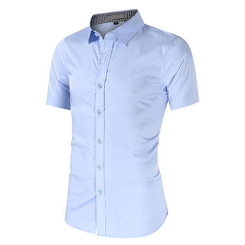 Men Short Sleeve Lapel Button Down Business Shirts WYMY-2131