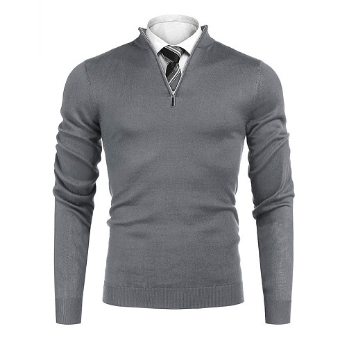 Men Long Sleeve Zipper Stand Collar T-shirts WYMY-1051