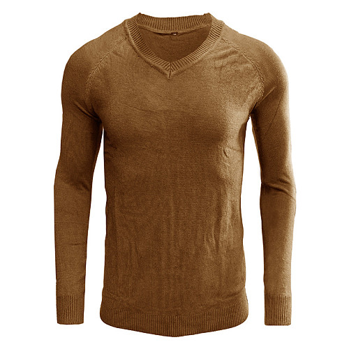 Men V Neck Long Sleeve Knitted Pullover Sweater WYMY-1052