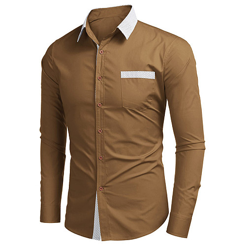 Men Patchwork Long Sleeve Button Business Shirts WYMY-210531
