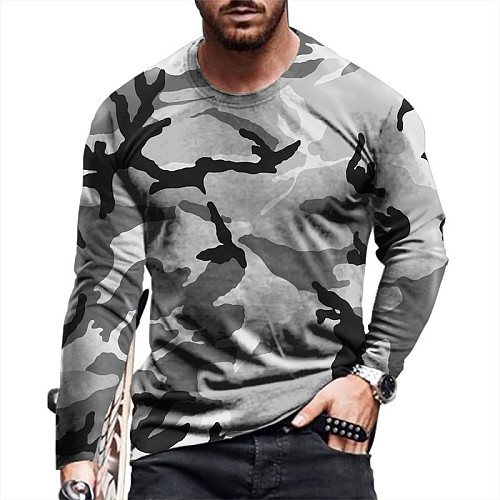 Men Camouflage Printed Long Sleeve T Shirt YANH-801597