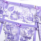 Purple Lace 3pcs Garter Bralette Lingerie Sets SHFE-W554