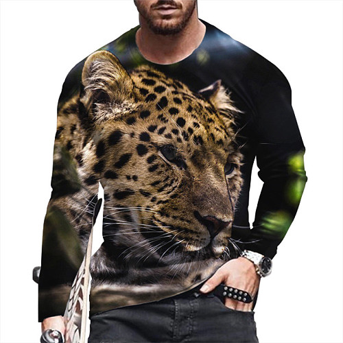 Men Animal Print Streetwear Long Sleeve T-shirt YANH-213683
