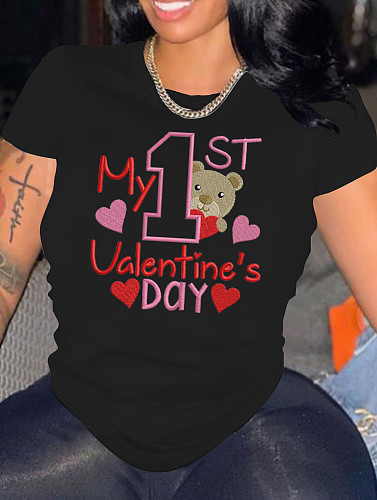 Valentine's Day Print Short Sleeve T-Shirt BER-6004
