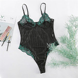 Lace Mesh Patchwork Strappy Teddy TLJ-516