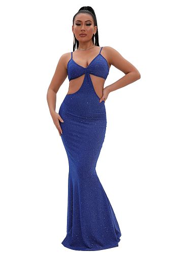 Backless Spaghetti Strap Hollow Out Evening Dress MZ-0125