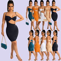 Night Club Hollow Out Ruched Slim Camis Dress MIL-302